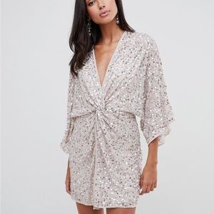 ASOS sequin batwing sleeve kimono dress